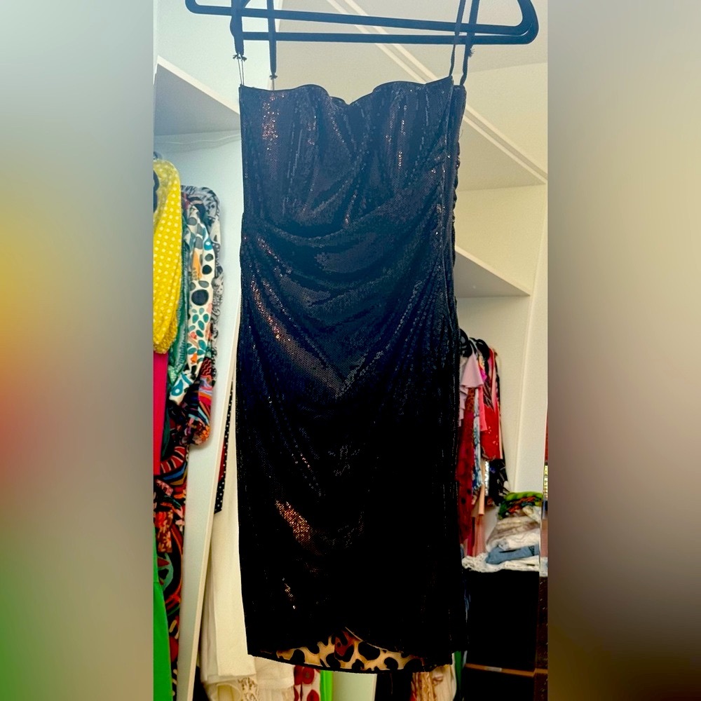 Twenty Cluny Black Ruched Sequin cocktail dress